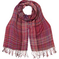 East Assia Check Scarf, Scarlet/Multi