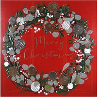 Belly Button Designs Wreath Wishes Christmas Card, Red