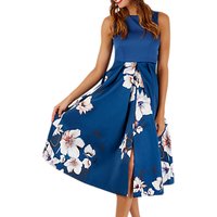 Closet Sleeveless Pleated Floral Dress, Multi