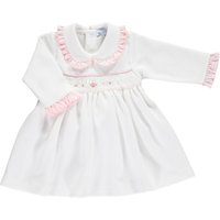 Mini La Mode Baby Frill Collar Smock Dress, Pink/White