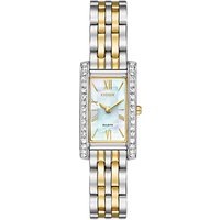 Citizen EX1474-85D Women's Swarovski Crystal Eco-Drive Rectangular Bracelet Strap Watch, Silver/Gold