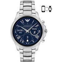 Emporio Armani Connected ART5000 Men's Bracelet Strap Touchscreen Smartwatch, Silver/Blue
