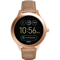 Fossil Q FTW6005 Women's Venture Leather Strap Touchscreen Smartwatch, Nude/Black