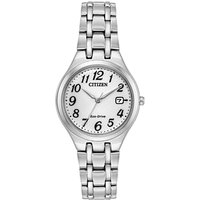 Citizen EW2480-59A Women's Corso Eo-Drive Date Bracelet Strap Watch, Silver/White