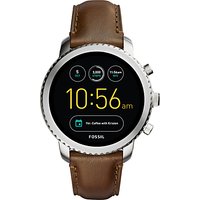 Fossil Q FTW4003 Men's Explorist Leather Strap Touchscreen Smartwatch, Brown/Black