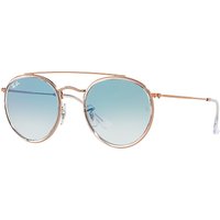 Ray-Ban RB3647N Double Bridge Round Sunglasses, Rose Gold/Blue Gradient