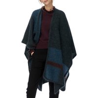 Brora Mohair And Wool Cape, Charcoal/Damson