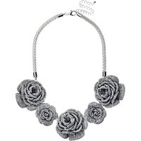 Adele Marie Rose Flower Necklace, Silver