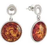 Be-Jewelled Round Amber Drop Earrings, Cognac