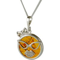 Be-Jewelled Amber Carnival Cat Pendant Necklace, Cognac