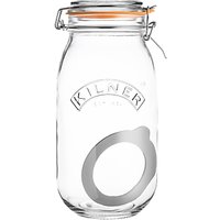 Kilner Clip Top Jar With Extra Seal, Clear/Orange, 2L