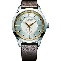 Victorinox 241767 Men's Alliance Date Leather Strap Watch, Brown/Silver