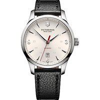 Victorinox 241666 Men's Alliance Automatic Date Leather Strap Watch, Black/Cream