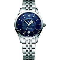 Victorinox 241752 Alliance Women's Moonphase Date Bracelet Strap Watch, Silver/Blue