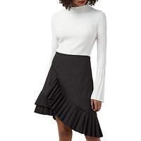 Finery Carmen Pinstripe Frill Skirt, Black & White