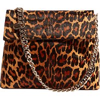 Karen Millen Regent Leather Shoulder Bag, Leopard Print