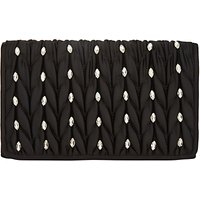 Adrianna Papell Quilted Flapover Rhinestone Embellished Clutch Bag, Black/Silver