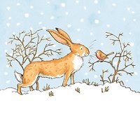 Mint Hare And Robin Greeting Card