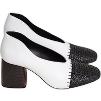 Finery Axel Block Heeled Court Shoes, Black/White