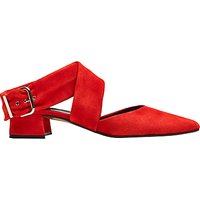 Finery Stella Cross Strap Court Shoes, Red Suede
