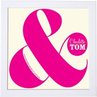 Modo Creative Personalised Ampersand Wedding Framed Print, 18 X 18cm - Pink/ Cream