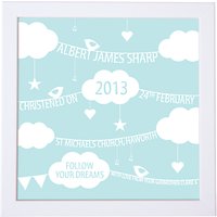 Modo Creative Personalised Clouds & Bunting Framed Print, 18 X 18cm - Blue