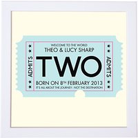 Modo Creative Personalised Admission Ticket Framed Print, 18 X 18cm - Blue