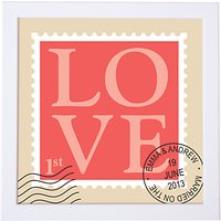 Modo Creative Personalised Love Stamp Framed Print, 18 X 18cm - Red