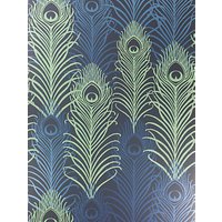 Matthew Williamson Peacock Wallpaper - Jade / Metallic Cobalt, W6541-01