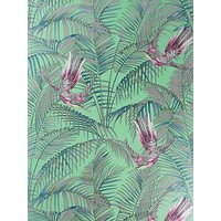 Matthew Williamson Sunbird Wallpaper - Grass / Cerise / Metallic Gilver, W6543-03
