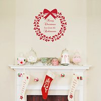 Megan Claire Personalised Family Christmas Wreath Wall Sticker - Red