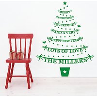 Megan Claire Personalised Family Christmas Tree Wall Sticker, Large - Dark Green
