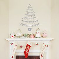 Megan Claire Personalised Family Christmas Tree Wall Sticker, Medium - Silver