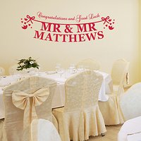 Megan Claire Personalised Mr & Mr Just Married Wall Sticker - Red