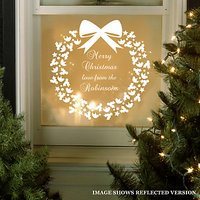 Megan Claire Personalised Family Christmas Wreath Wall Sticker - White