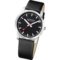 Mondaine Unisex Simply Elegant Leather Strap Watch - Black