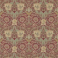 Morris & Co Honeysuckle & Tulip Wallpaper - Red/Gold, DM3W214700
