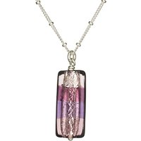 Martick Sterling Silver Bohemian Glass Pendant Necklace - Pink / Purple