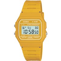 Casio Unisex Core Digital Chronograph Rectangular Dial Rubber Strap Watch - Yellow