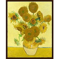 Vincent Van Gogh- Sunflowers - Dark Brown Framed Canvas