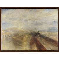 Joseph Mallord William Turner- Rain, Steam And Speed - Dark Brown Framed Canvas