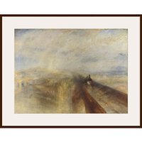 Joseph Mallord William Turner- Rain, Steam And Speed - Dark Brown Framed Print