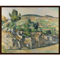 Paul Cezanne- Hillside In Provence - Dark Brown Framed Canvas