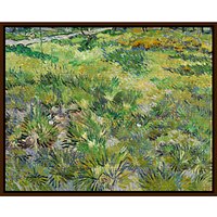 Vincent Van Gogh- Long Grasses With Butterflies - Dark Brown Framed Canvas
