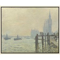 Claude Monet- Thames Below Westminster - Natural Ash Framed Canvas