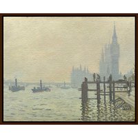 Claude Monet- Thames Below Westminster - Dark Brown Framed Canvas