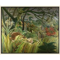 Henri Rousseau- Surprised (Tiger) - Natural Ash Framed Canvas