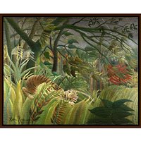 Henri Rousseau- Surprised (Tiger) - Dark Brown Framed Canvas