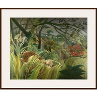Henri Rousseau- Surprised (Tiger) - Dark Brown Framed Print