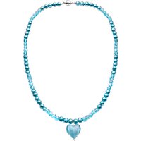 Martick Glass Heart And Faux Pearl Pendant Necklace - Blue